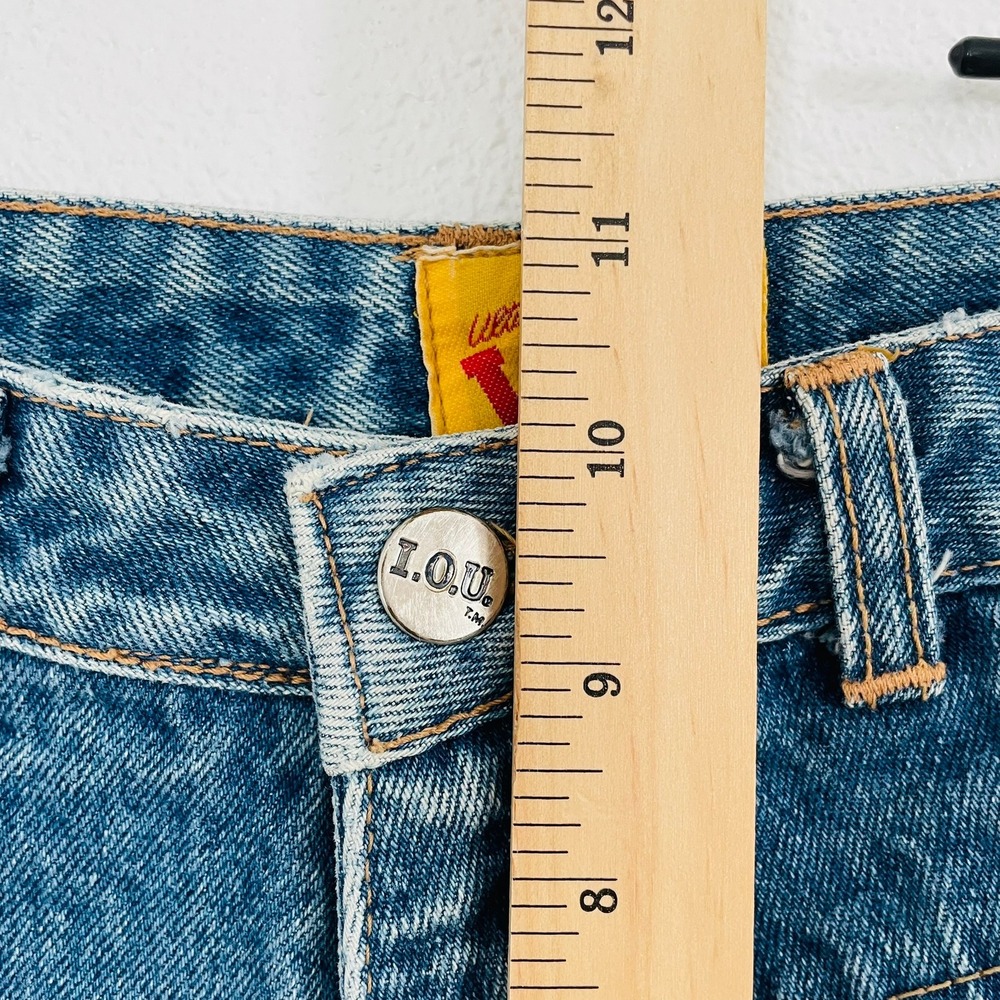 Vtg 80s 90s I.O.U Patchwork High Waist Tapered Denim Jeans Unique Womens 5/6 EUC - Picture 8 of 10